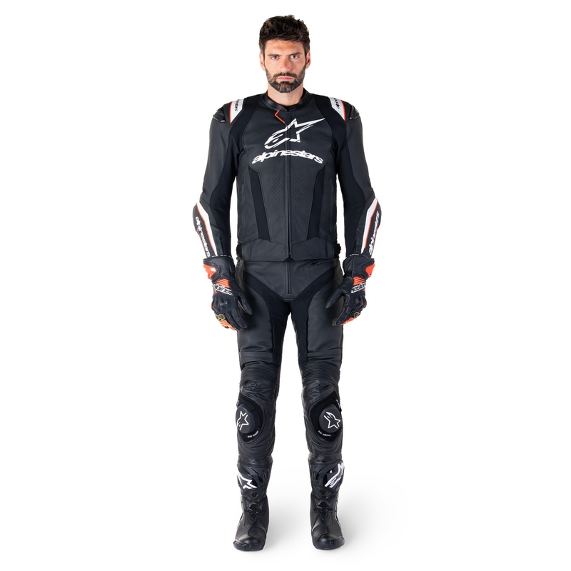 Blouson moto en cuir Alpinestars Missile 3 Ignition noir-blanc