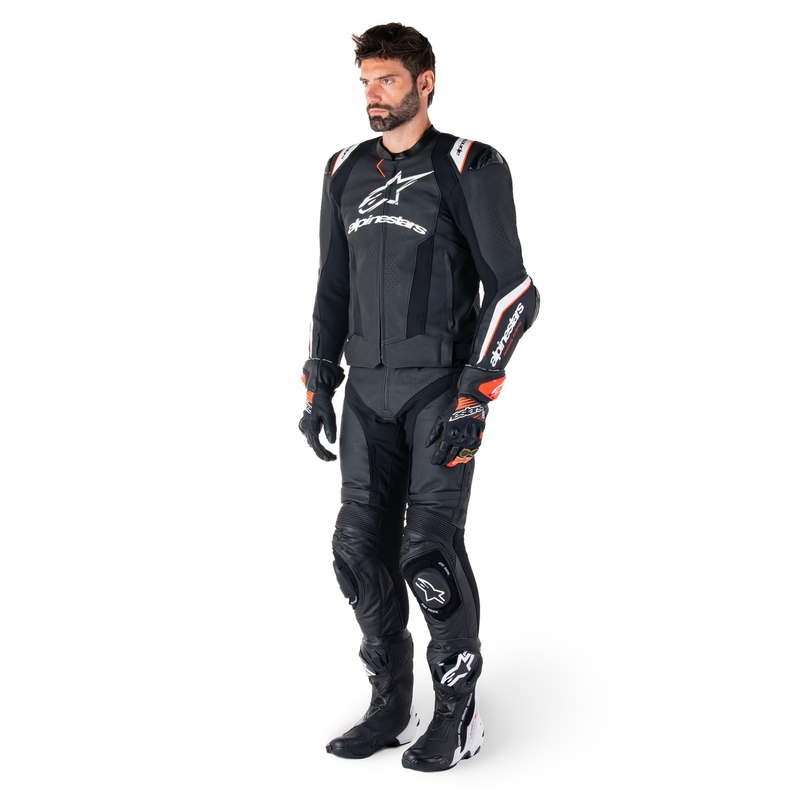 Blouson moto en cuir Alpinestars Missile 3 Ignition noir-blanc