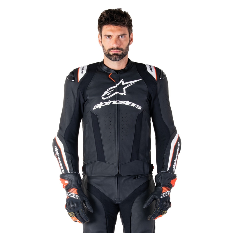 Blouson moto en cuir Alpinestars Missile 3 Ignition noir-blanc