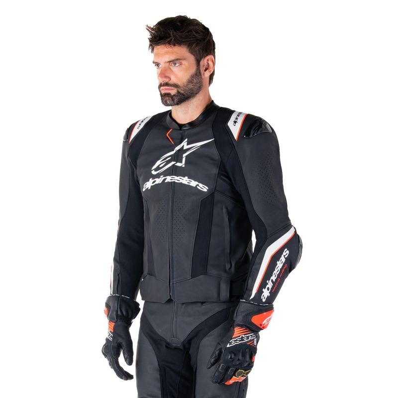 Blouson moto en cuir Alpinestars Missile 3 Ignition noir-blanc
