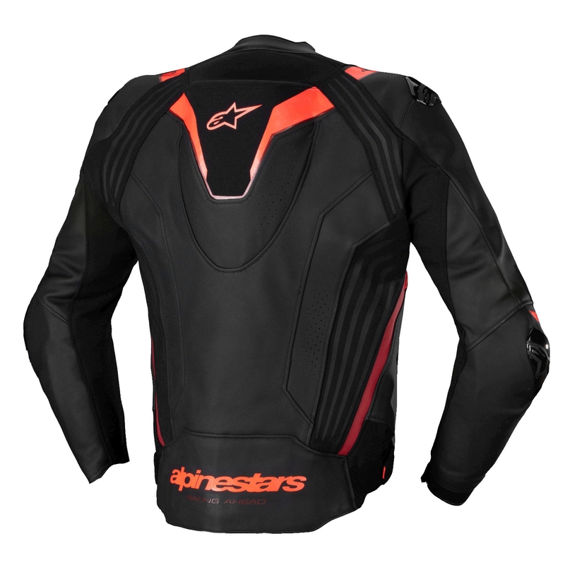 Blouson moto en cuir Alpinestars Missile 3 Ignition noir-rouge fluo-rouge foncé