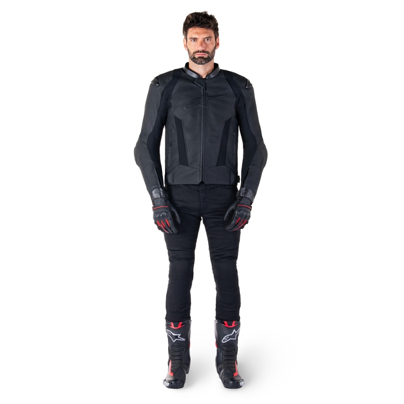 Blouson moto en cuir Alpinestars Missile 3 noir-noir