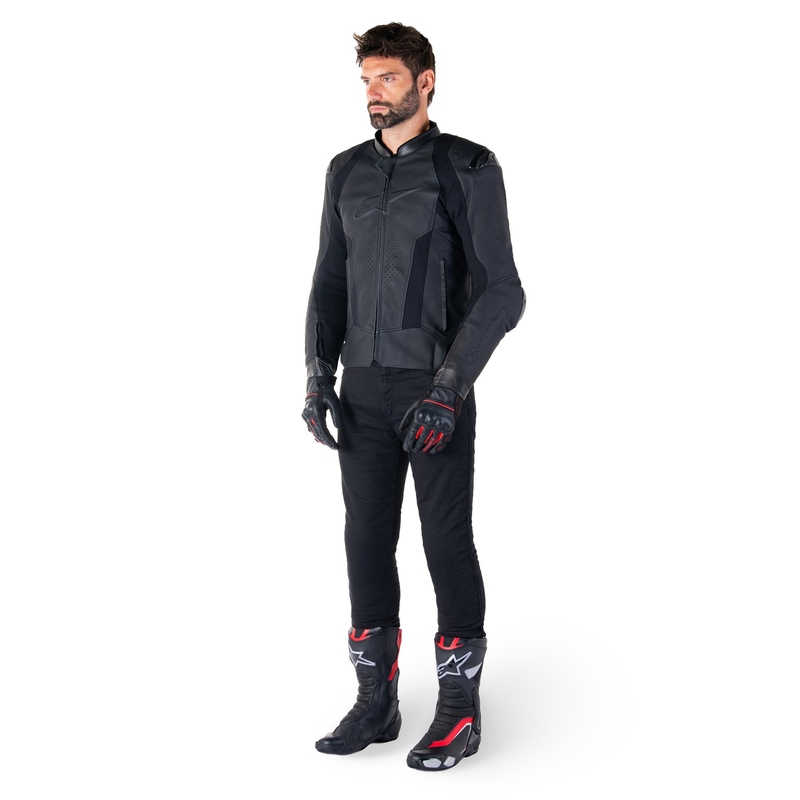 Blouson moto en cuir Alpinestars Missile 3 noir-noir