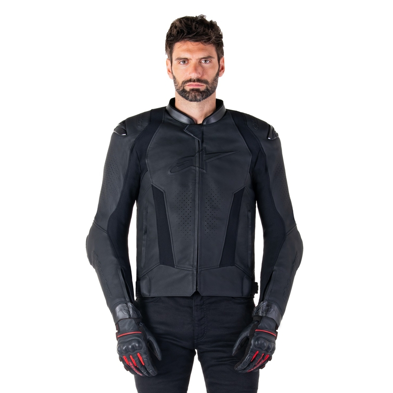 Blouson moto en cuir Alpinestars Missile 3 noir-noir