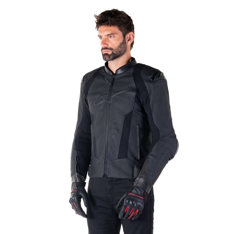 Blouson moto en cuir Alpinestars Missile 3 noir-noir