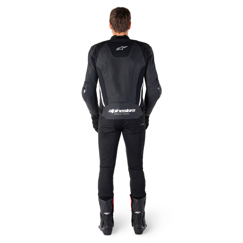 Blouson moto en cuir Alpinestars Missile 3 noir-blanc