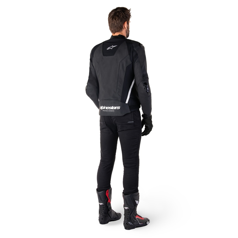 Blouson moto en cuir Alpinestars Missile 3 noir-blanc