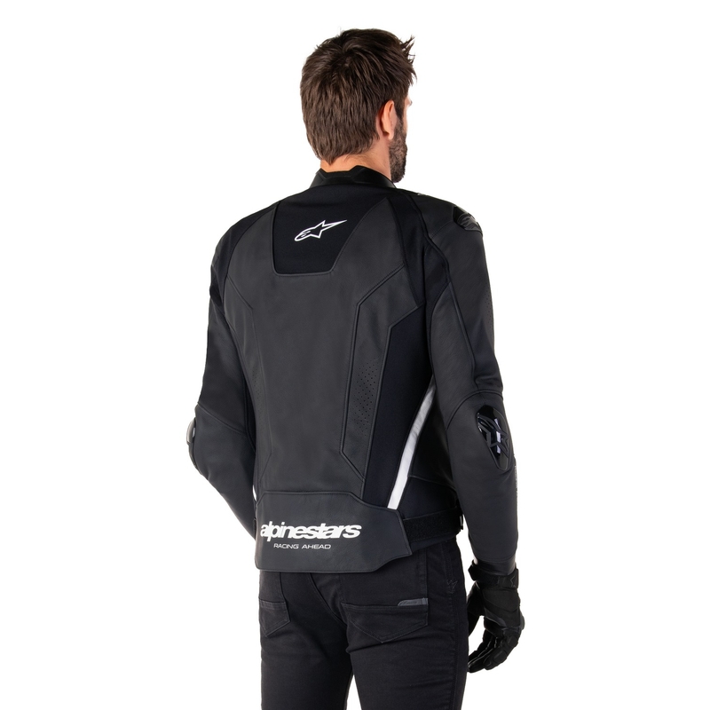 Blouson moto en cuir Alpinestars Missile 3 noir-blanc
