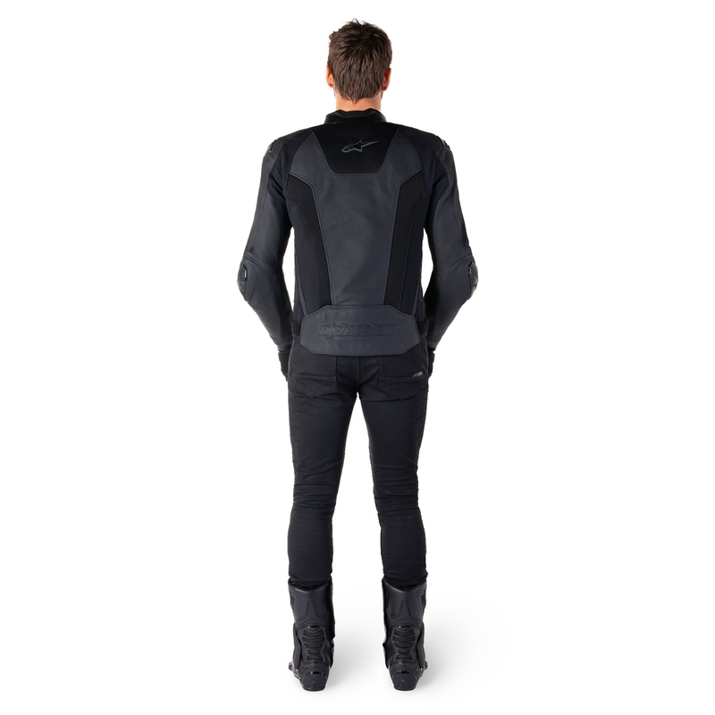 Blouson moto en cuir Alpinestars Missile 3 Airflow noir-noir