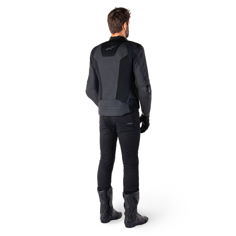 Blouson moto en cuir Alpinestars Missile 3 Airflow noir-noir