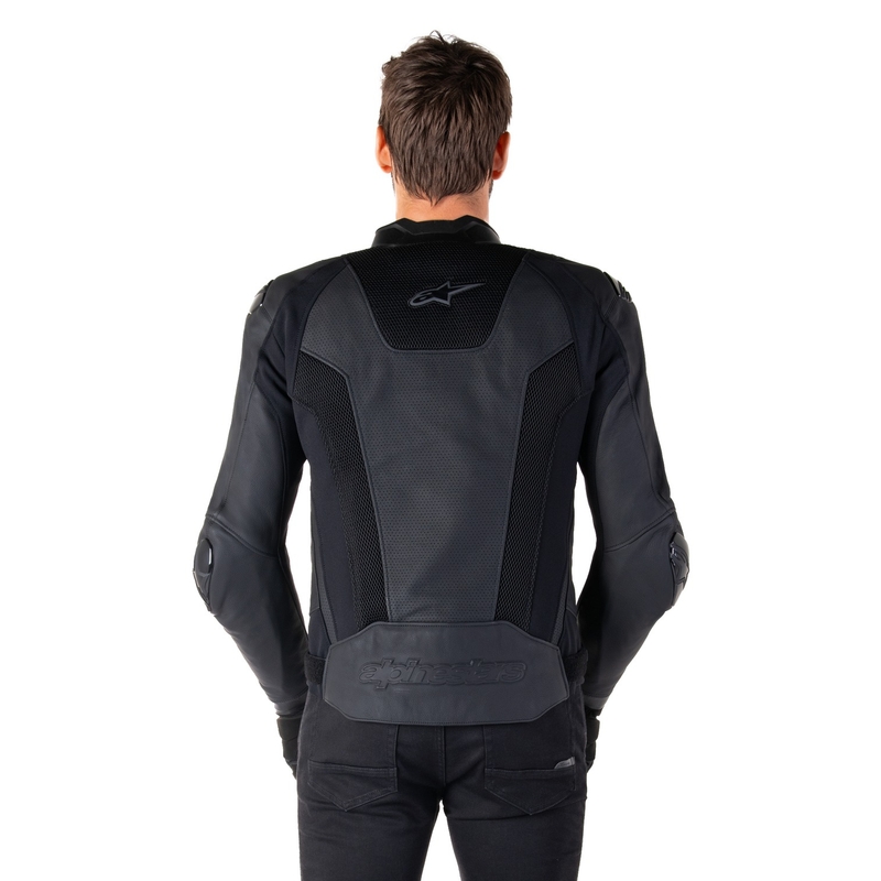 Blouson moto en cuir Alpinestars Missile 3 Airflow noir-noir