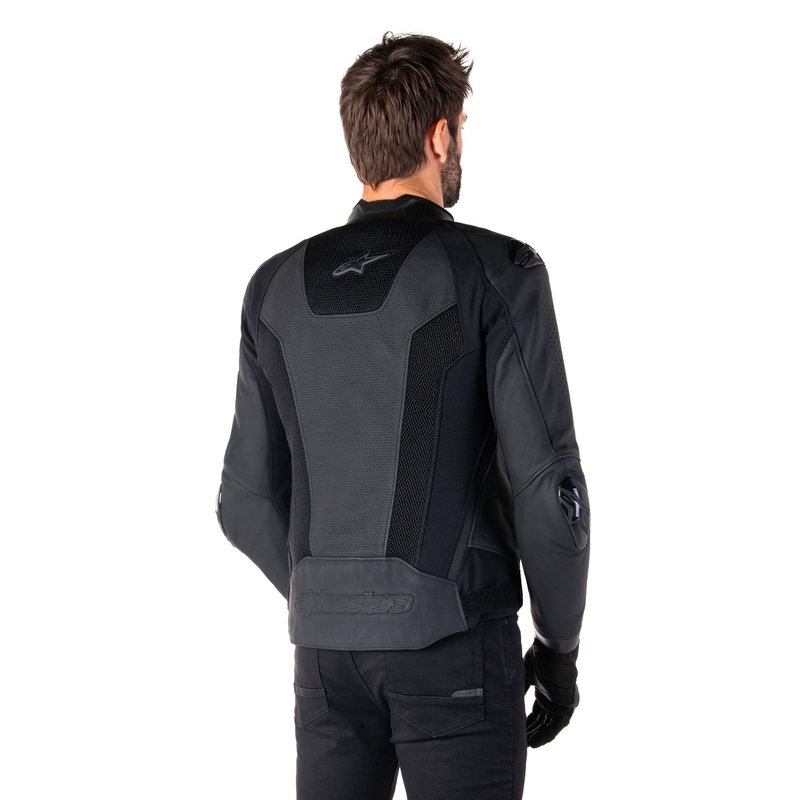 Blouson moto en cuir Alpinestars Missile 3 Airflow noir-noir