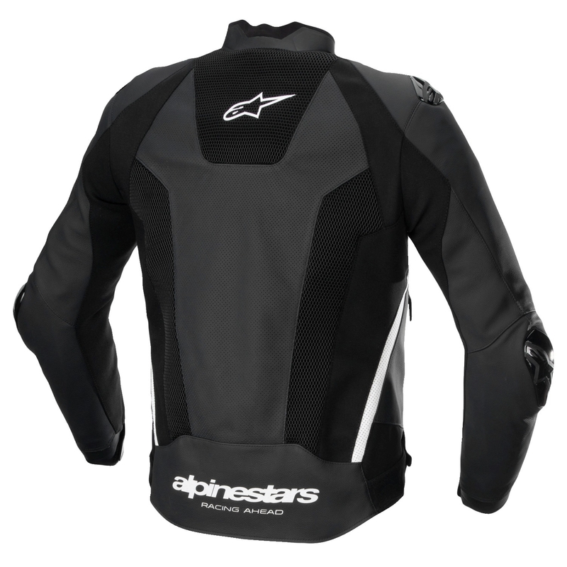 Blouson moto en cuir Alpinestars Missile 3 Airflow noir-blanc
