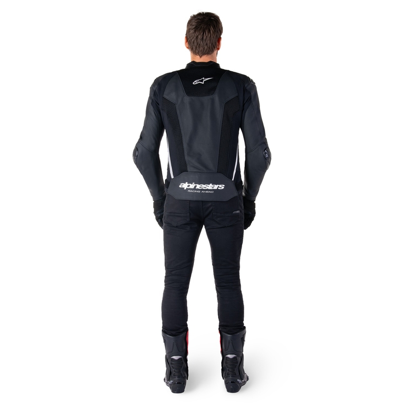 Blouson moto en cuir Alpinestars Missile 3 Airflow noir-blanc