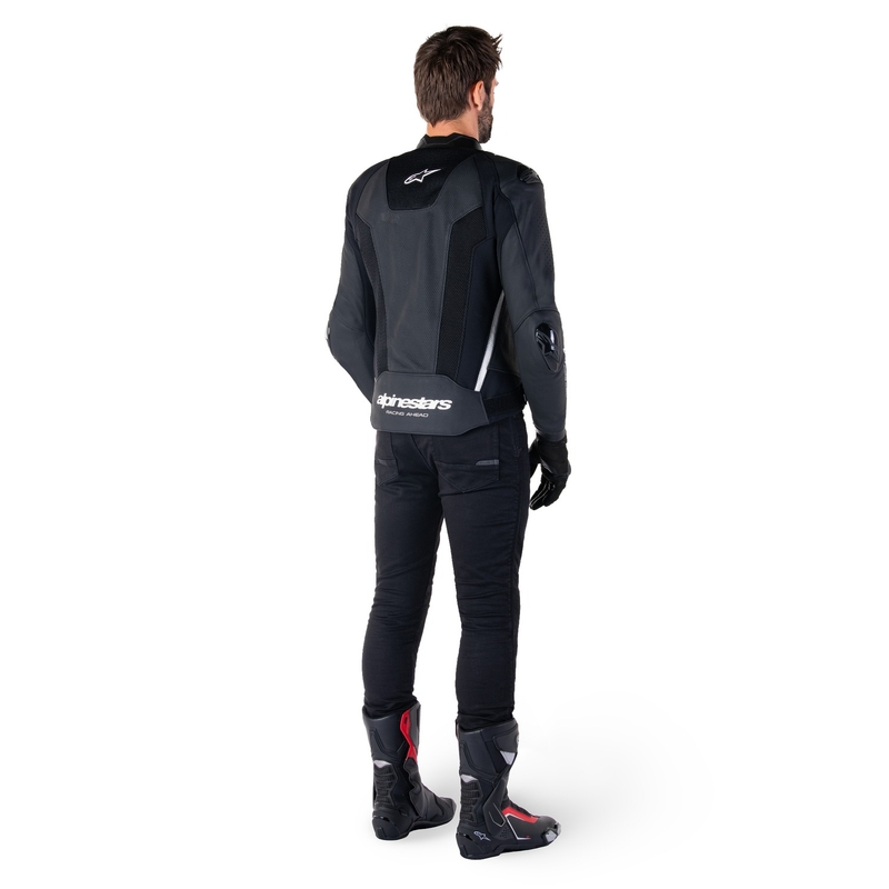 Blouson moto en cuir Alpinestars Missile 3 Airflow noir-blanc