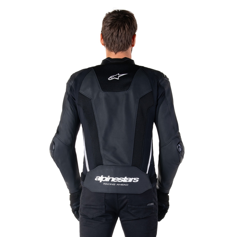 Blouson moto en cuir Alpinestars Missile 3 Airflow noir-blanc