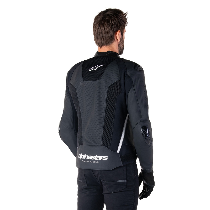 Blouson moto en cuir Alpinestars Missile 3 Airflow noir-blanc
