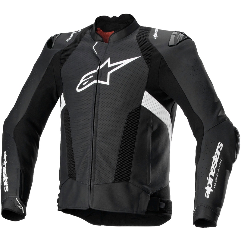 Blouson moto en cuir Alpinestars Missile 3 Airflow noir-blanc