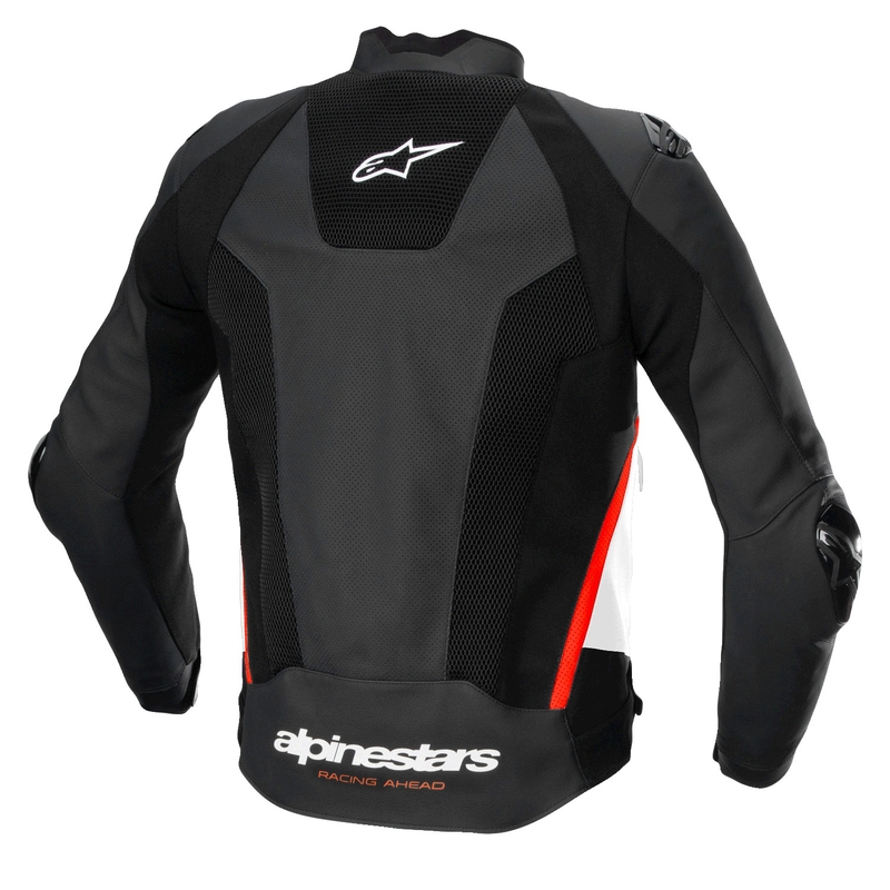 Blouson moto en cuir Alpinestars Missile 3 Airflow noir-blanc-rouge fluo