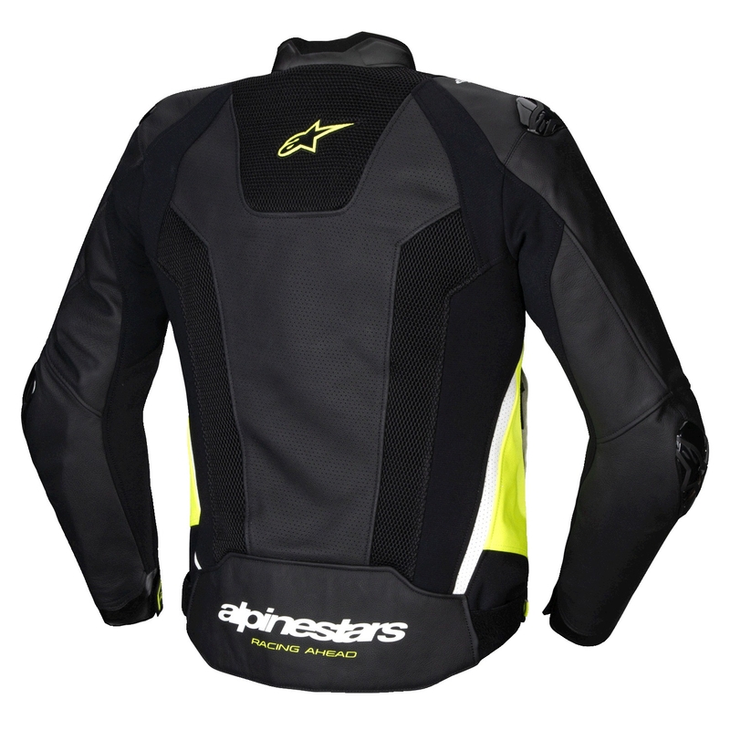 Blouson moto en cuir Alpinestars Missile 3 Airflow noir-jaune fluo-blanc