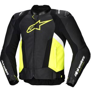 Blouson moto en cuir Alpinestars Missile 3 Airflow noir-jaune fluo-blanc