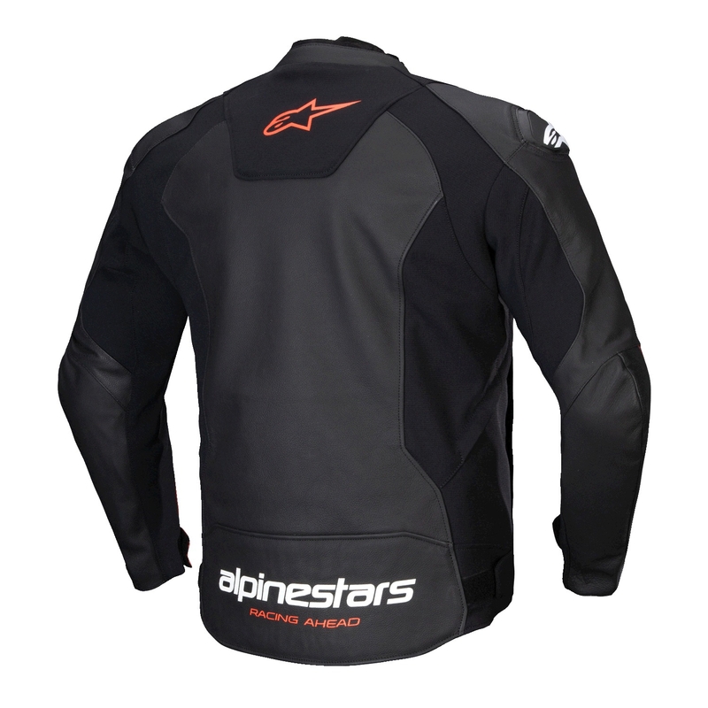 Blouson moto en cuir Alpinestars Faster 3 noir-rouge fluo