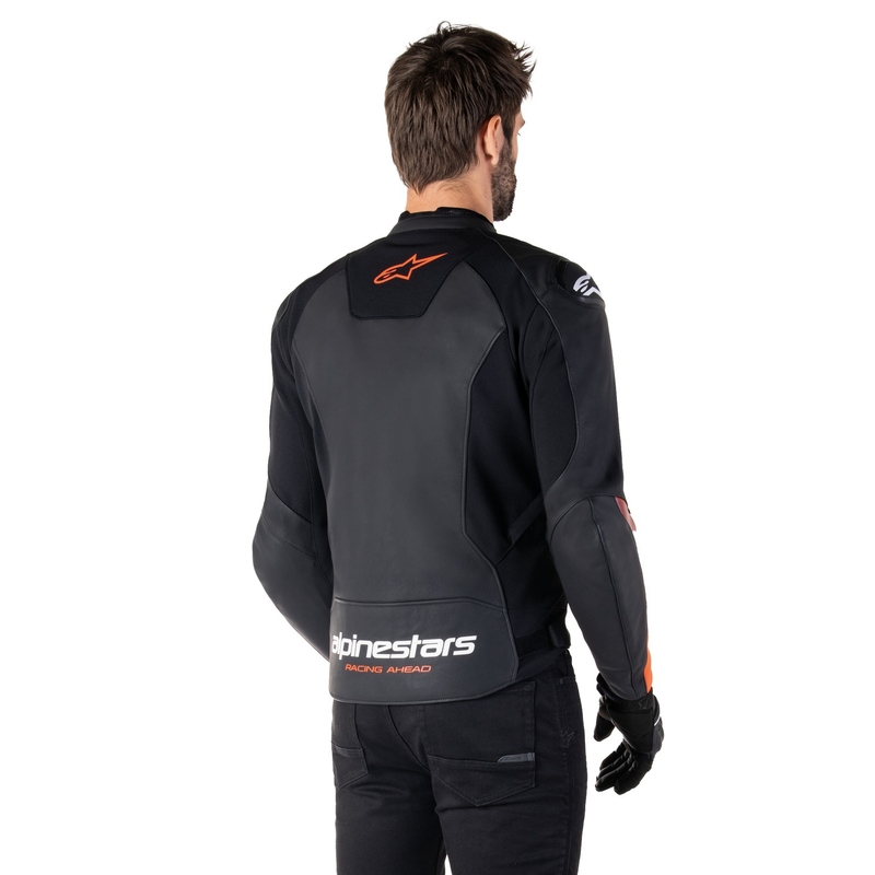 Blouson moto en cuir Alpinestars Faster 3 noir-rouge fluo