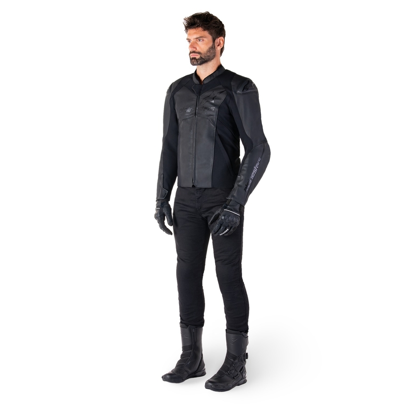 Blouson moto en cuir Alpinestars Faster 3 noir-noir