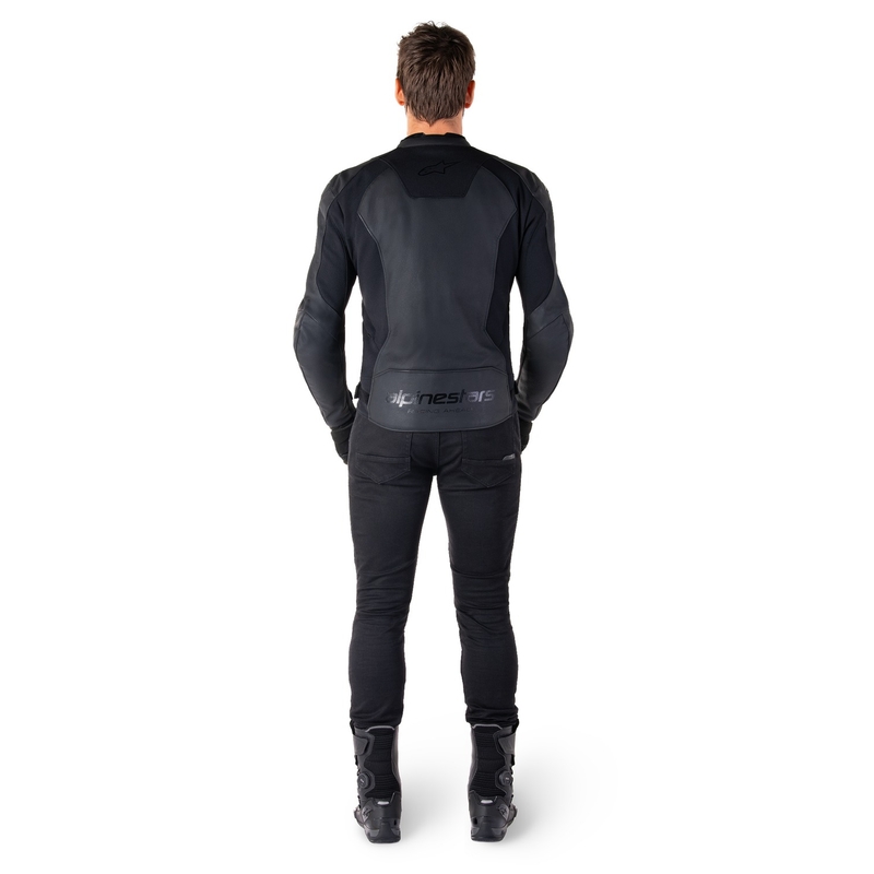 Blouson moto en cuir Alpinestars Faster 3 noir-noir