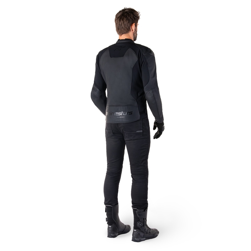 Blouson moto en cuir Alpinestars Faster 3 noir-noir