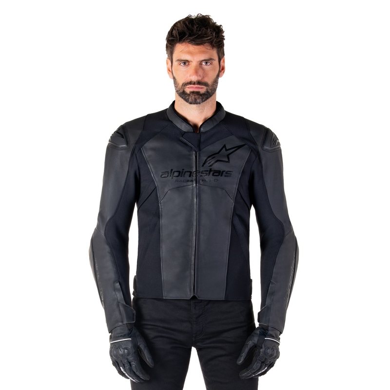 Blouson moto en cuir Alpinestars Faster 3 noir-noir
