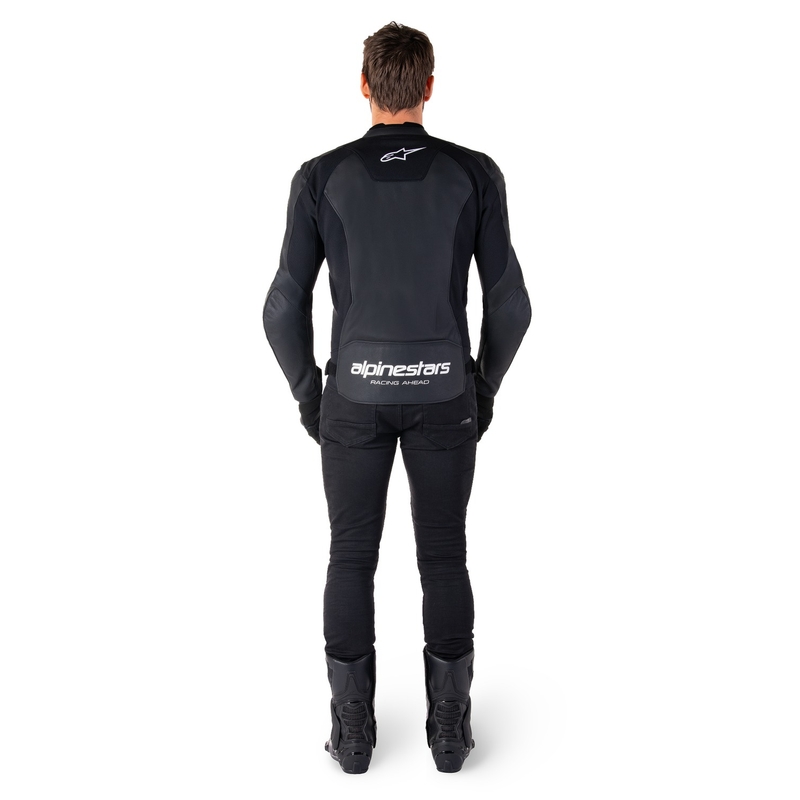 Blouson moto en cuir Alpinestars Faster 3 noir-blanc