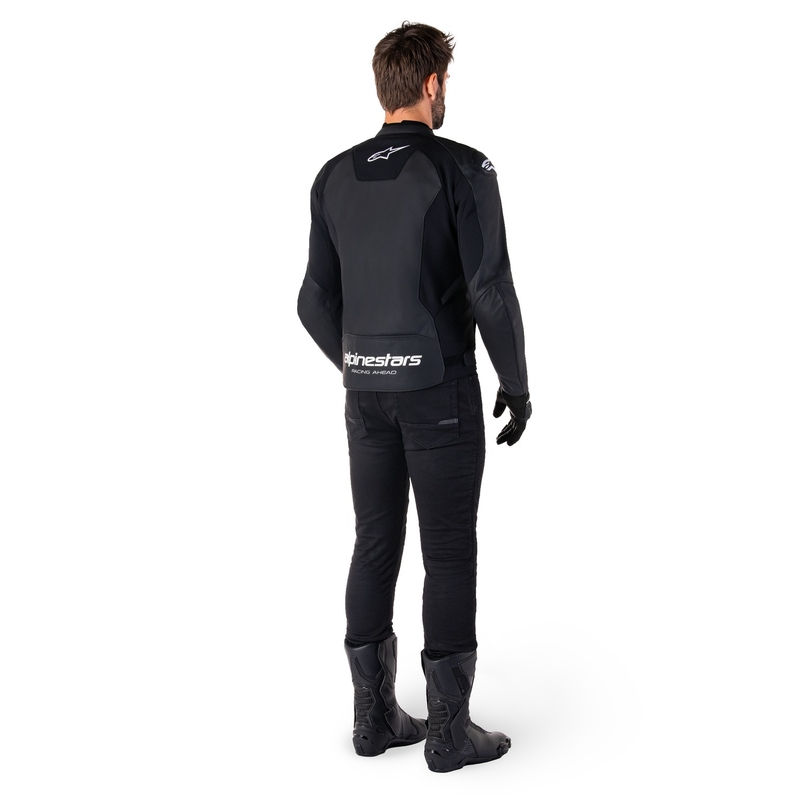 Blouson moto en cuir Alpinestars Faster 3 noir-blanc