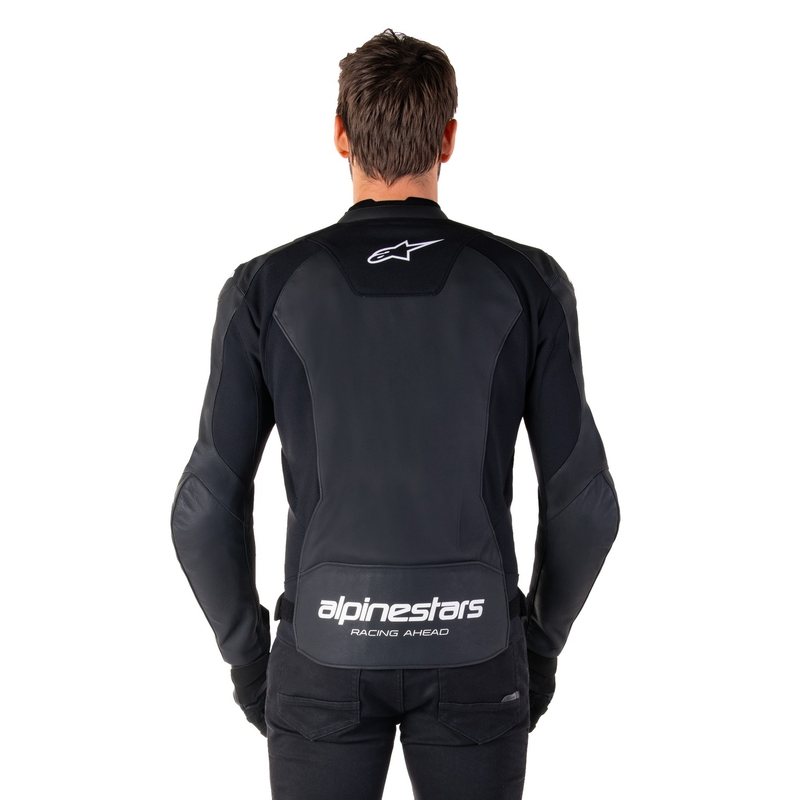 Blouson moto en cuir Alpinestars Faster 3 noir-blanc