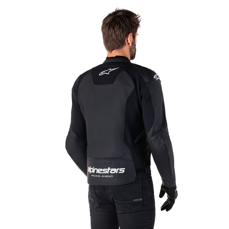 Blouson moto en cuir Alpinestars Faster 3 noir-blanc