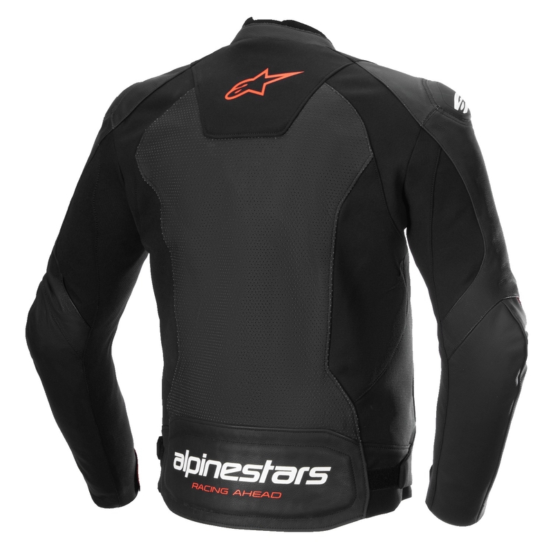 Blouson moto en cuir Alpinestars Faster 3 Airflow noir-rouge fluo