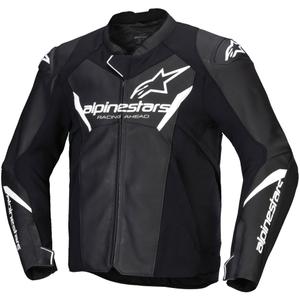 Blouson moto en cuir Alpinestars Faster 3 noir-blanc
