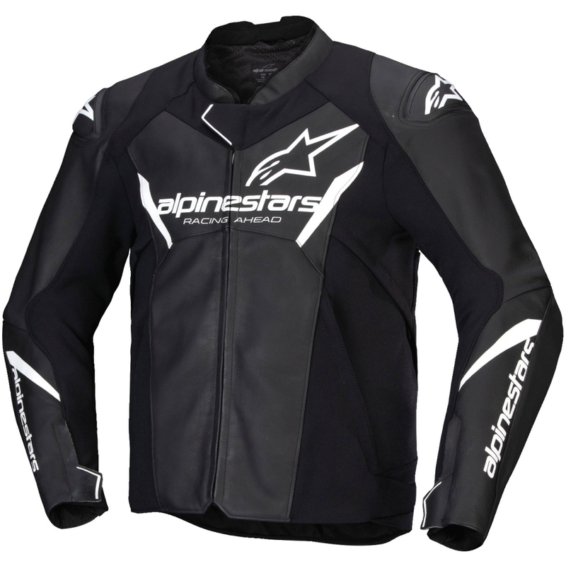Blouson moto en cuir Alpinestars Faster 3 noir-blanc