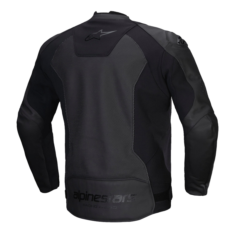 Blouson moto en cuir Alpinestars Faster 3 Airflow noir-noir