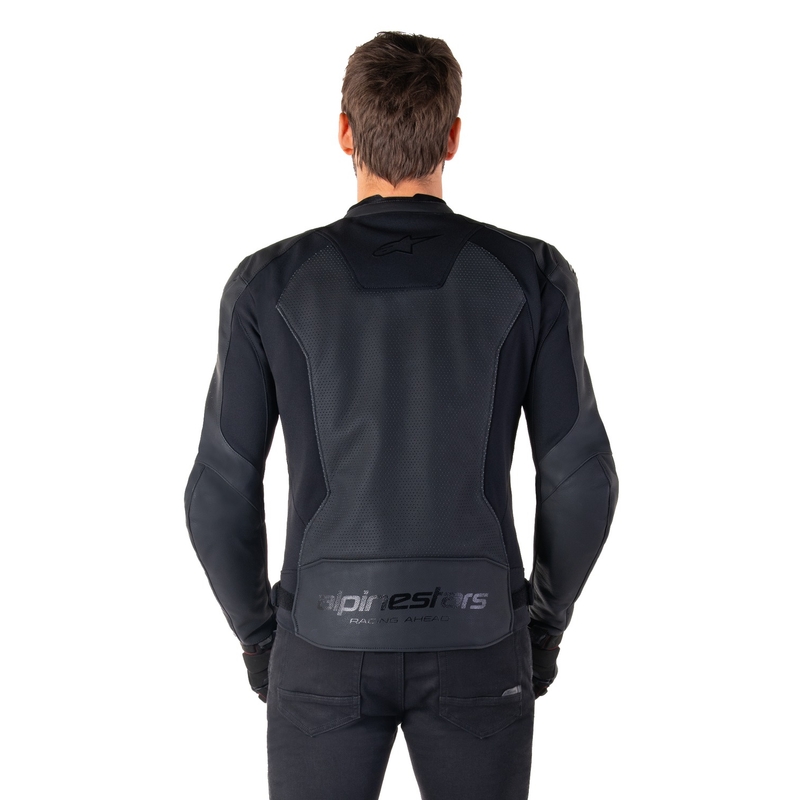 Blouson moto en cuir Alpinestars Faster 3 Airflow noir-noir