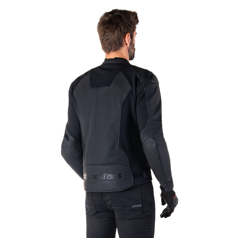 Blouson moto en cuir Alpinestars Faster 3 Airflow noir-noir