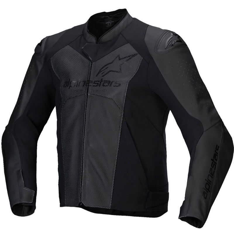 Blouson moto en cuir Alpinestars Faster 3 Airflow noir-noir