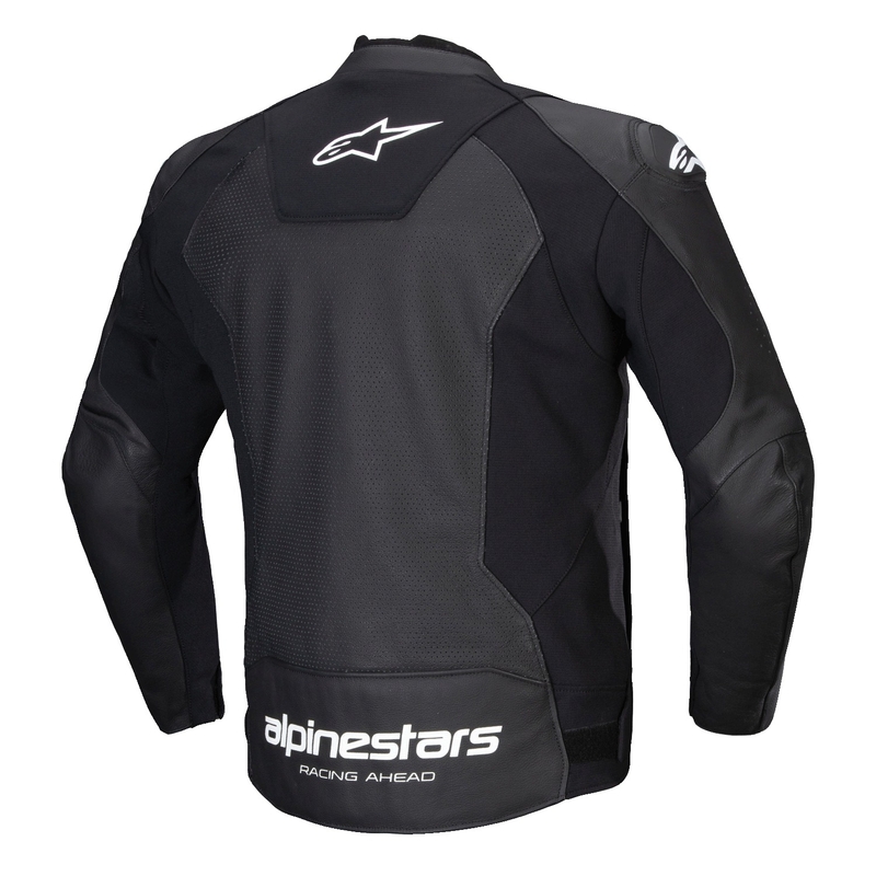 Blouson moto en cuir Alpinestars Faster 3 Airflow noir-blanc