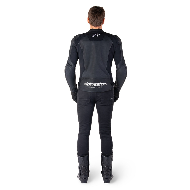 Blouson moto en cuir Alpinestars Faster 3 Airflow noir-blanc