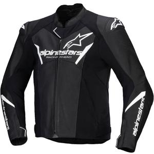 Blouson moto en cuir Alpinestars Faster 3 Airflow noir-blanc