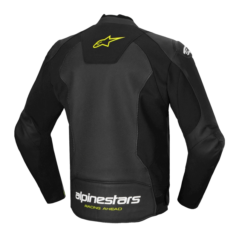 Blouson moto en cuir Alpinestars Faster 3 Airflow noir-blanc-jaune