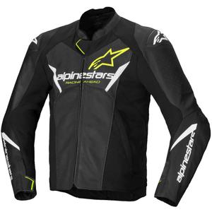 Blouson moto en cuir Alpinestars Faster 3 Airflow noir-blanc-jaune