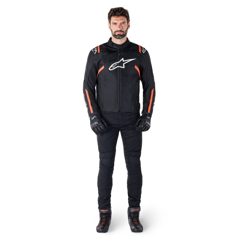 Blouson moto imperméable Alpinestars T-SPS 2 noir-blanc-rouge fluo