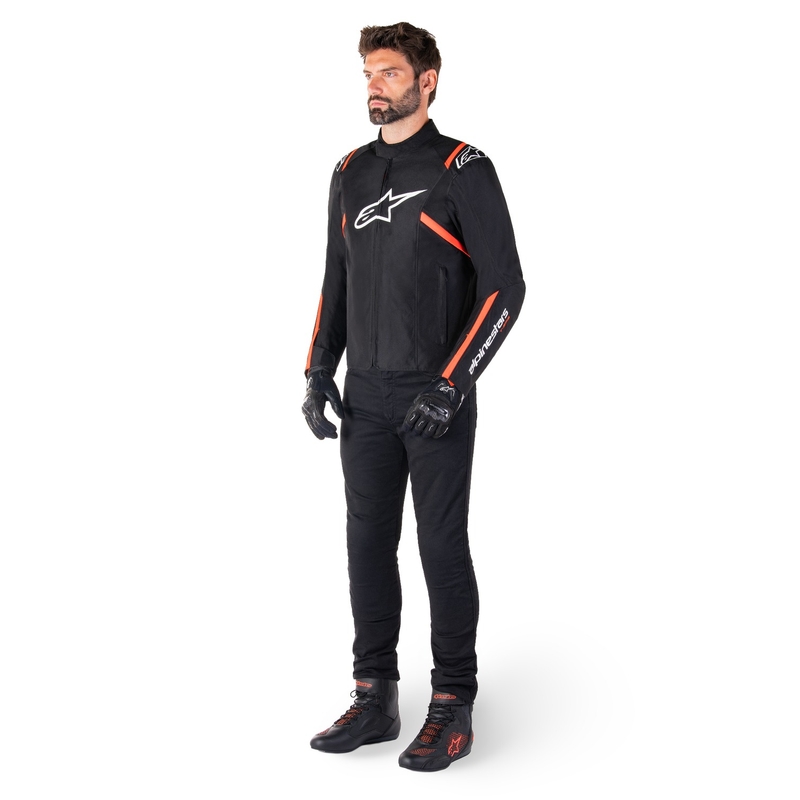 Blouson moto imperméable Alpinestars T-SPS 2 noir-blanc-rouge fluo