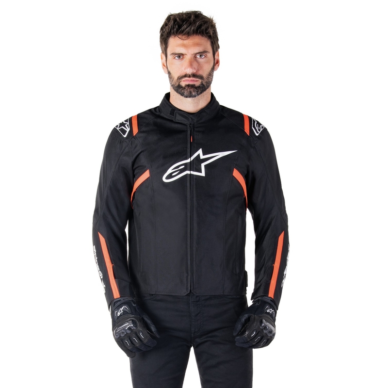 Blouson moto imperméable Alpinestars T-SPS 2 noir-blanc-rouge fluo